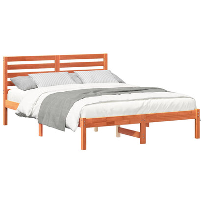 Bed Frame with Headboard Wax Brown 120 x 190 cm Solid Pine Wood