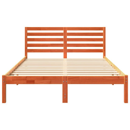 Bed Frame with Headboard Wax Brown 120 x 190 cm Solid Pine Wood