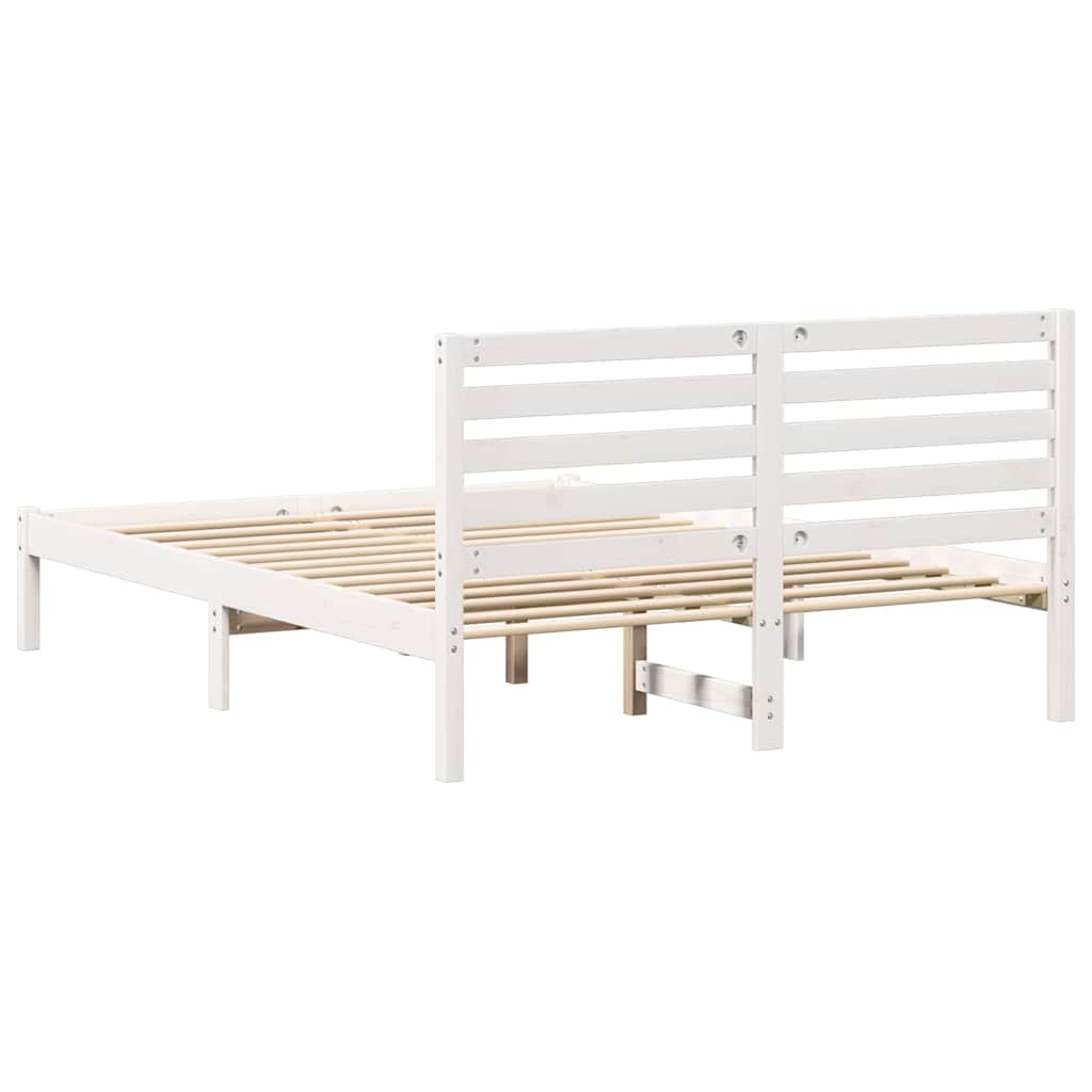 Bed Frame with Headboard White 140 x 190 cm Solid Pine Wood