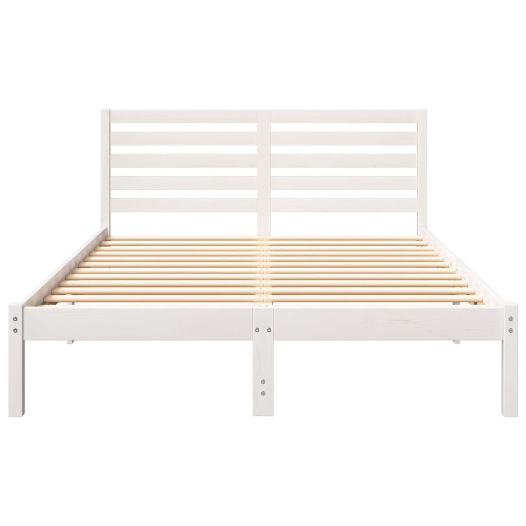 Bed Frame with Headboard White 140 x 190 cm Solid Pine Wood