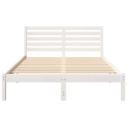 Bed Frame with Headboard White 140 x 190 cm Solid Pine Wood