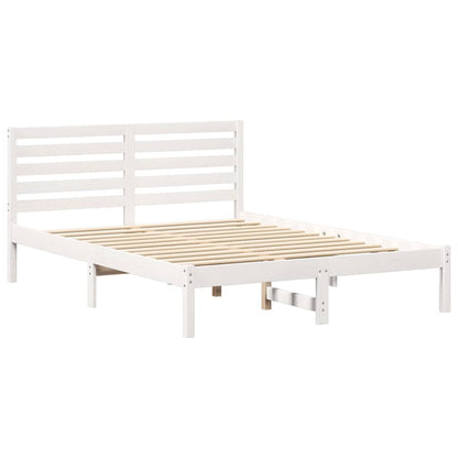 Bed Frame with Headboard White 135 x 190 cm Solid Pine Wood