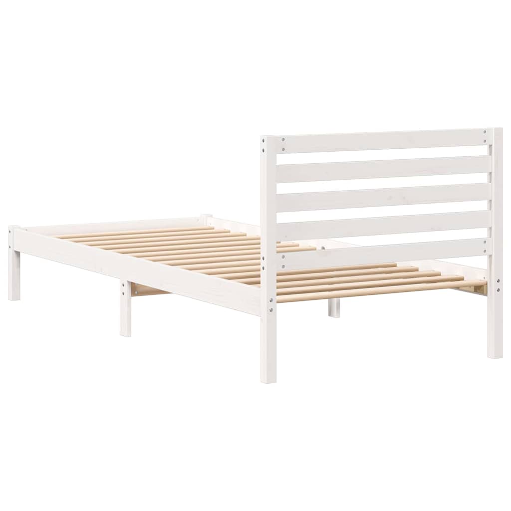 Bed Frame with Headboard White 80 x 210 cm Solid Pine Wood
