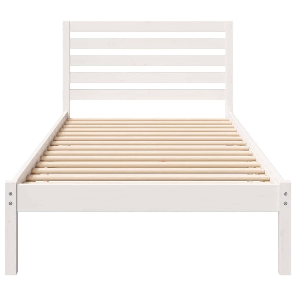 Bed Frame with Headboard White 80 x 210 cm Solid Pine Wood