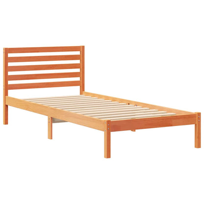 Bed Frame with Headboard Wax Brown 80 x 210 cm Solid Pine Wood