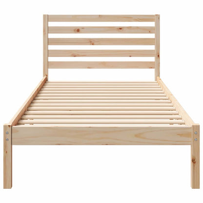 Bed Frame with Headboard Brown 90 x 210 cm Solid Pine Wood