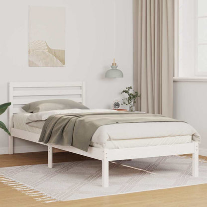 Bed Frame with Headboard White 90 x 210 cm Solid Pine Wood