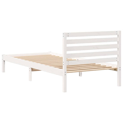 Bed Frame with Headboard White 90 x 210 cm Solid Pine Wood