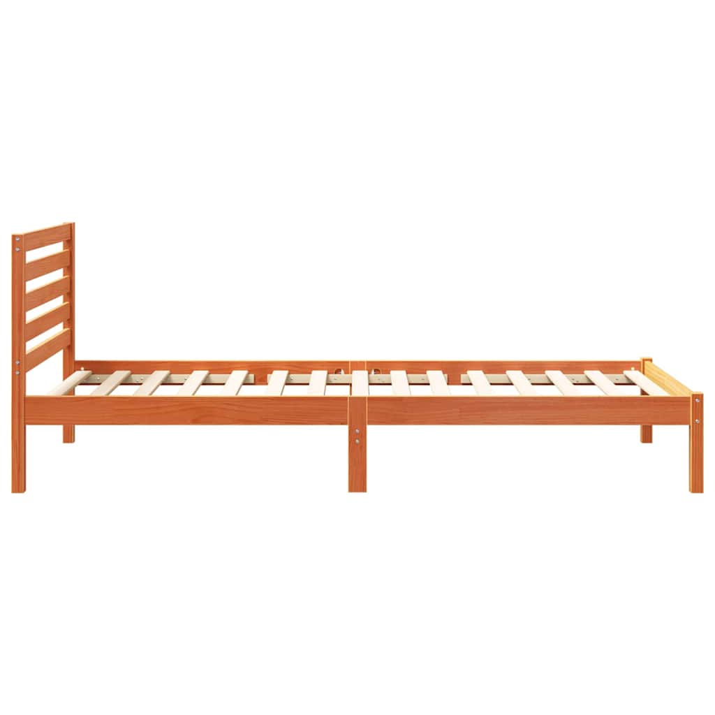 Bed Frame with Headboard Wax Brown 90 x 210 cm Solid Pine Wood