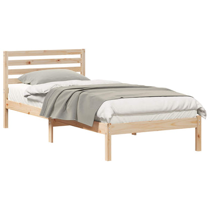 Bed Frame with Headboard Brown 100 x 210 cm Solid Pine Wood