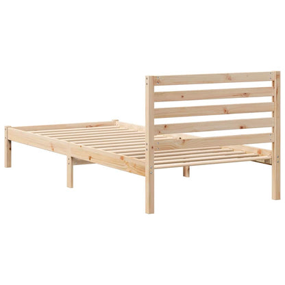 Bed Frame with Headboard Brown 100 x 210 cm Solid Pine Wood