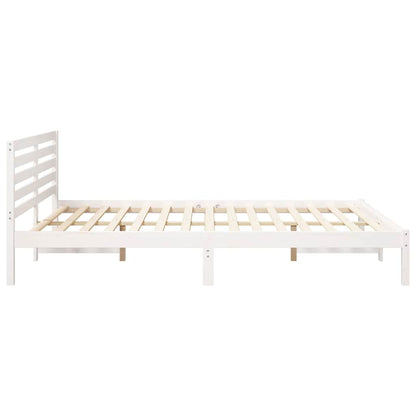 Bed Frame with Headboard White 160 x 210 cm Solid Pine Wood