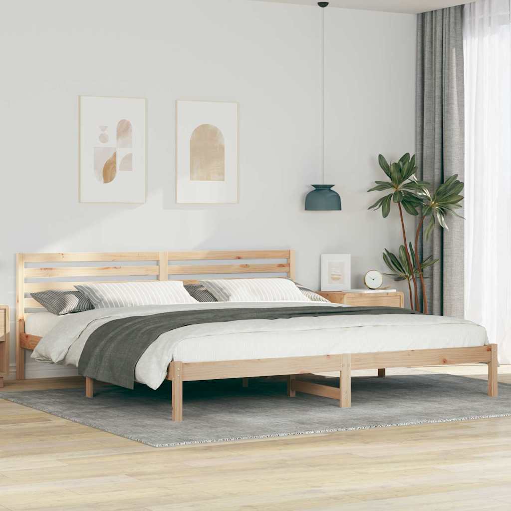 Bed Frame with Headboard Brown 180 x 210 cm Solid Pine Wood