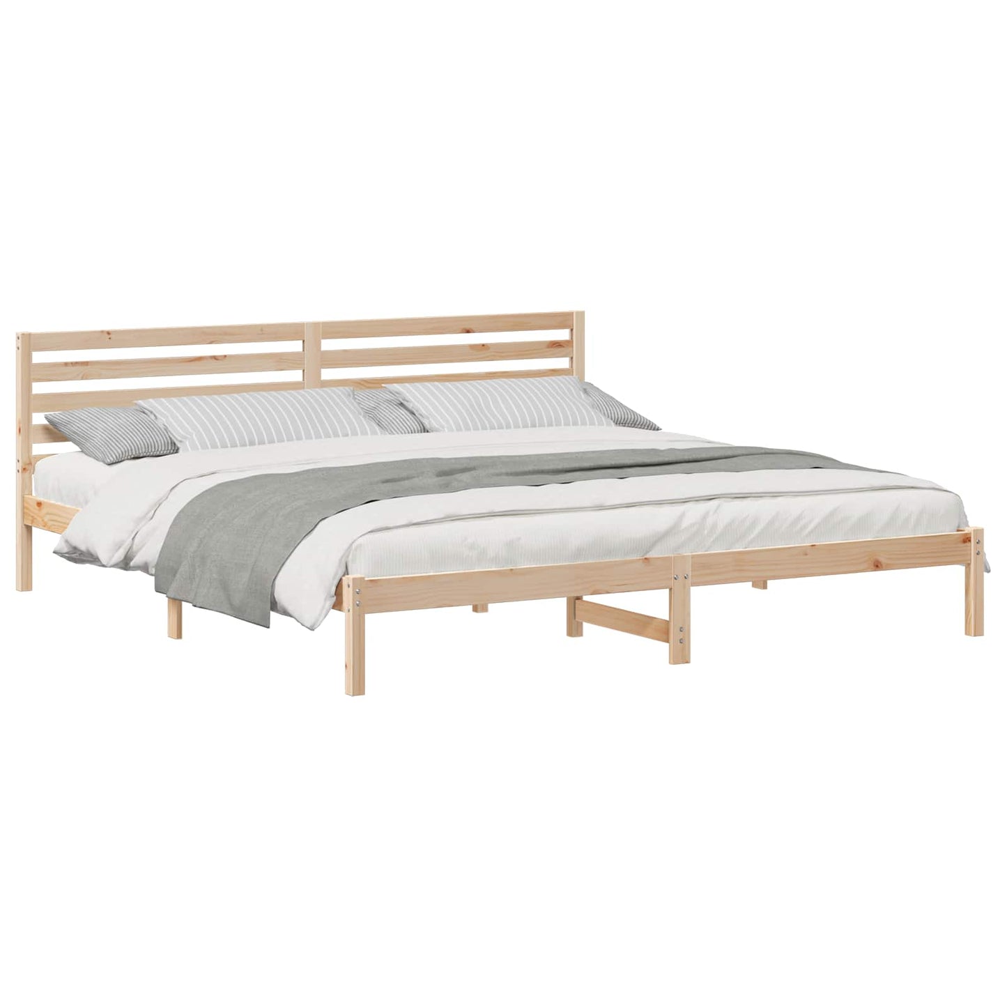 Bed Frame with Headboard Brown 180 x 210 cm Solid Pine Wood