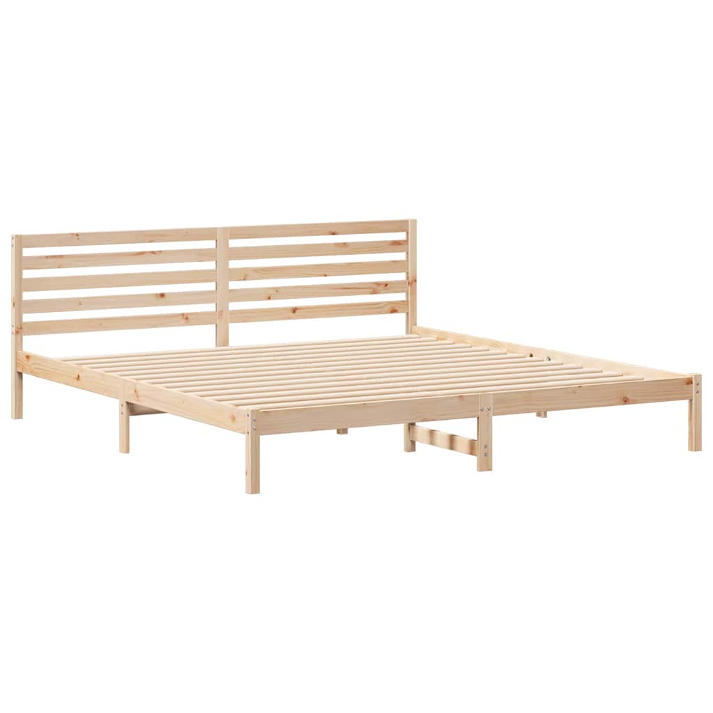 Bed Frame with Headboard Brown 180 x 210 cm Solid Pine Wood