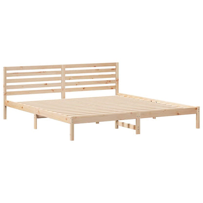 Bed Frame with Headboard Brown 180 x 210 cm Solid Pine Wood