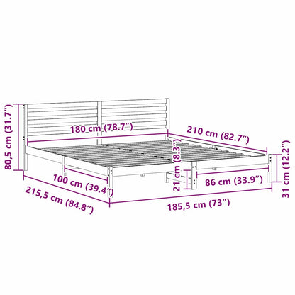 Bed Frame with Headboard Brown 180 x 210 cm Solid Pine Wood