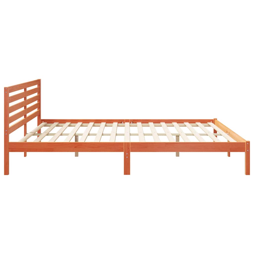 Bed Frame with Headboard Wax Brown 180 x 210 cm Solid Pine Wood