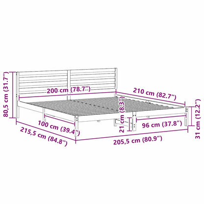 Bed Frame with Headboard Brown 200 x 210 cm Solid Pine Wood