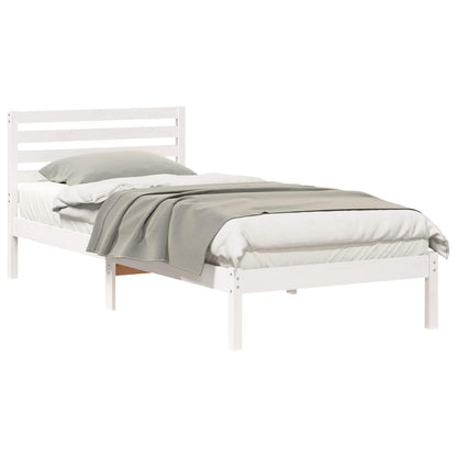 Bed Frame with Headboard White 90 x 220 cm Solid Pine Wood