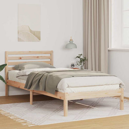 Bed Frame with Headboard Brown 100 x 220 cm Solid Pine Wood