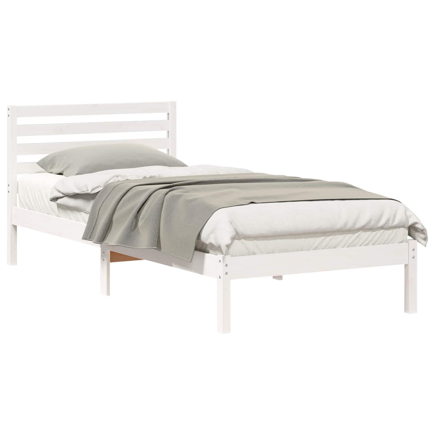 Bed Frame with Headboard White 100 x 220 cm Solid Pine Wood