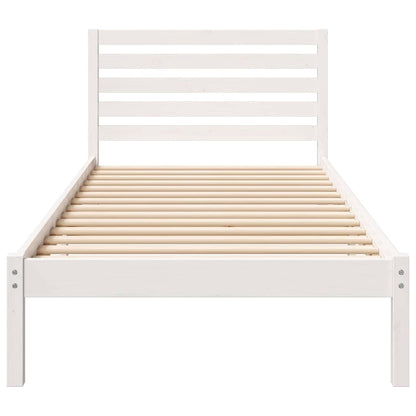 Bed Frame with Headboard White 100 x 220 cm Solid Pine Wood