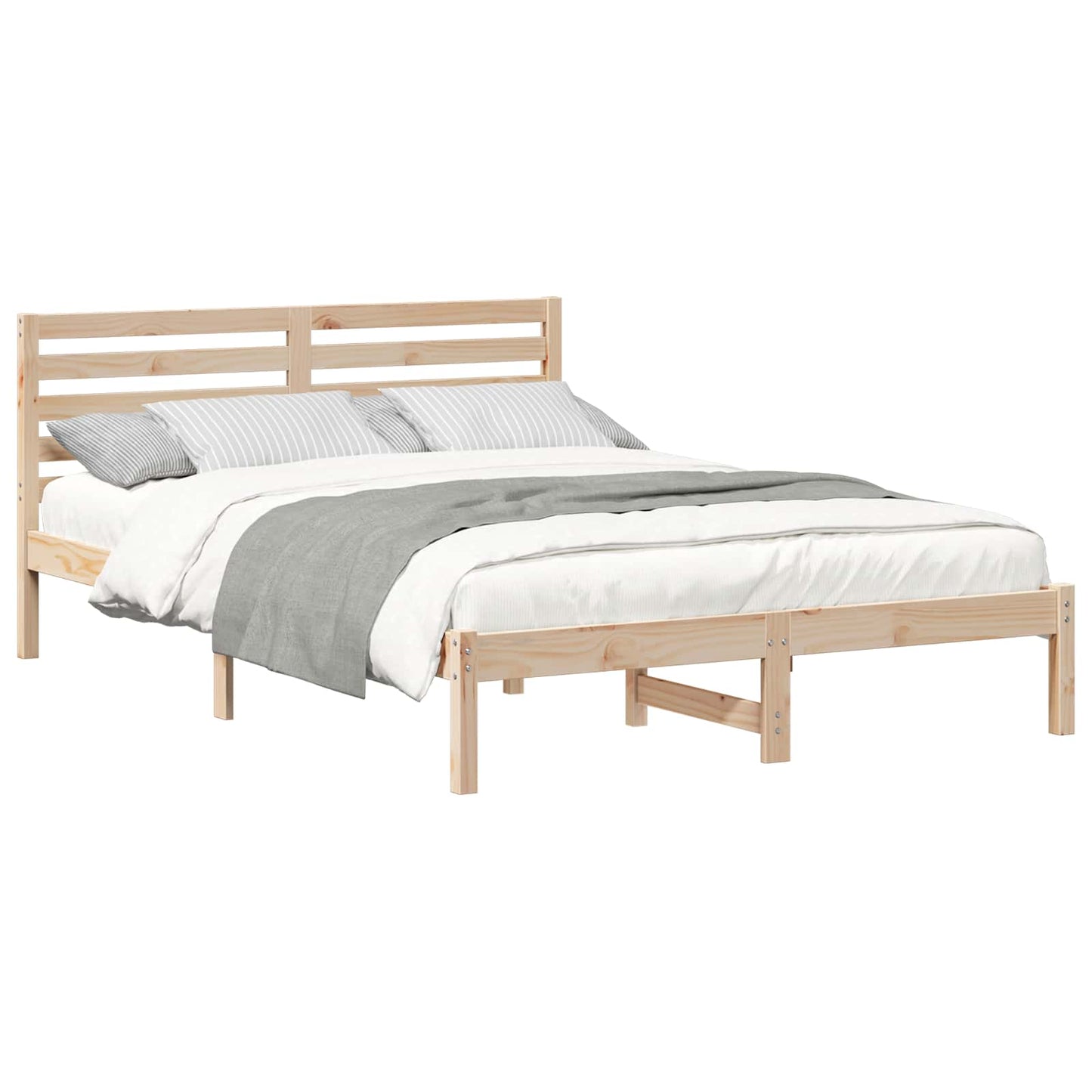 Bed Frame with Headboard Brown 140 x 220 cm Solid Pine Wood