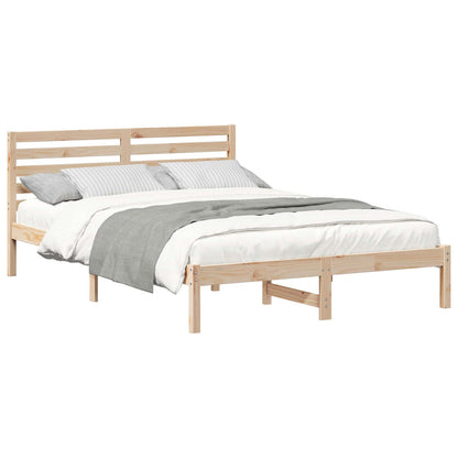 Bed Frame with Headboard Brown 140 x 220 cm Solid Pine Wood