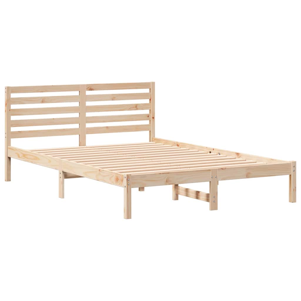 Bed Frame with Headboard Brown 140 x 220 cm Solid Pine Wood