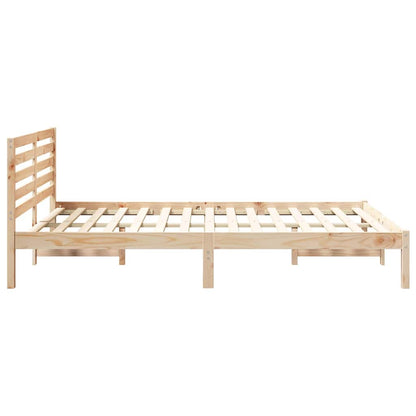 Bed Frame with Headboard Brown 140 x 220 cm Solid Pine Wood