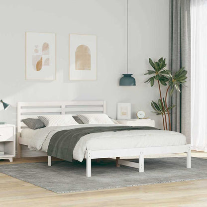Bed Frame with Headboard White 140 x 220 cm Solid Pine Wood