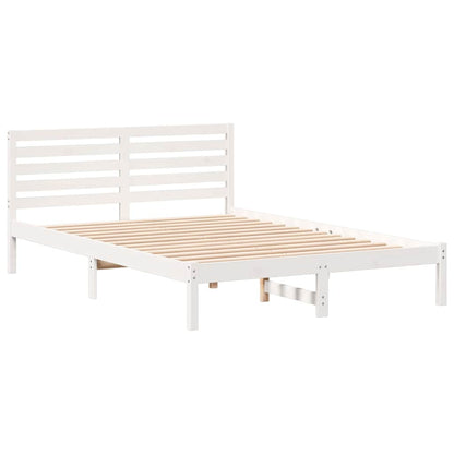 Bed Frame with Headboard White 140 x 220 cm Solid Pine Wood