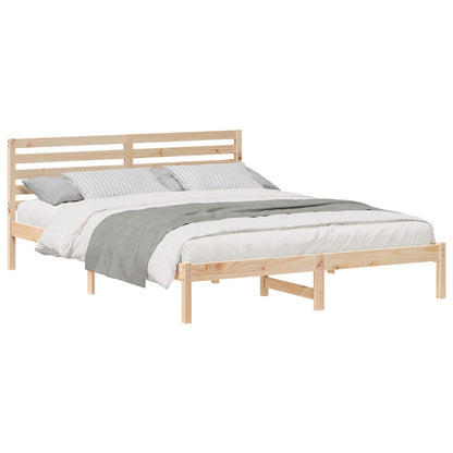 Bed Frame with Headboard Brown 160 x 220 cm Solid Pine Wood