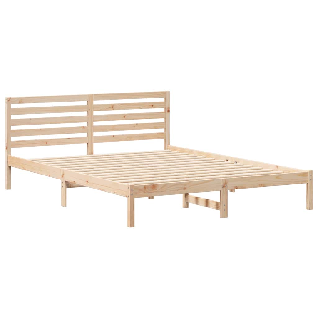 Bed Frame with Headboard Brown 160 x 220 cm Solid Pine Wood