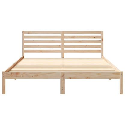 Bed Frame with Headboard Brown 160 x 220 cm Solid Pine Wood