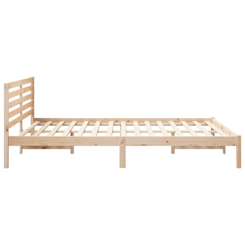 Bed Frame with Headboard Brown 160 x 220 cm Solid Pine Wood