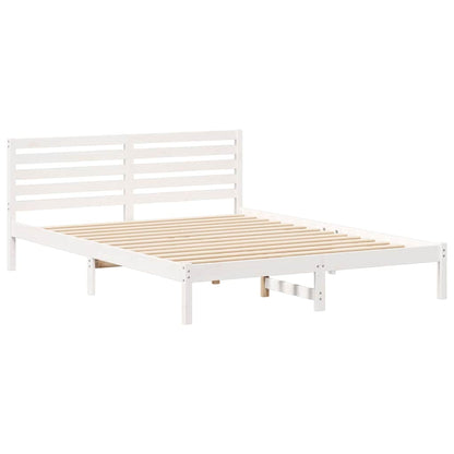 Bed Frame with Headboard White 160 x 220 cm Solid Pine Wood