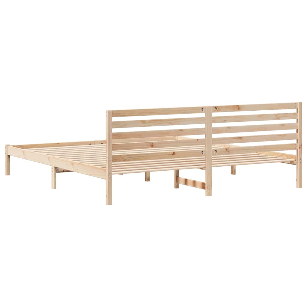 Bed Frame with Headboard Brown 200 x 220 cm Solid Pine Wood