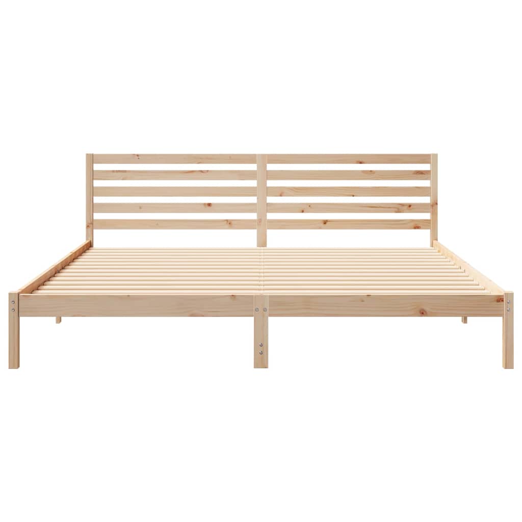 Bed Frame with Headboard Brown 200 x 220 cm Solid Pine Wood