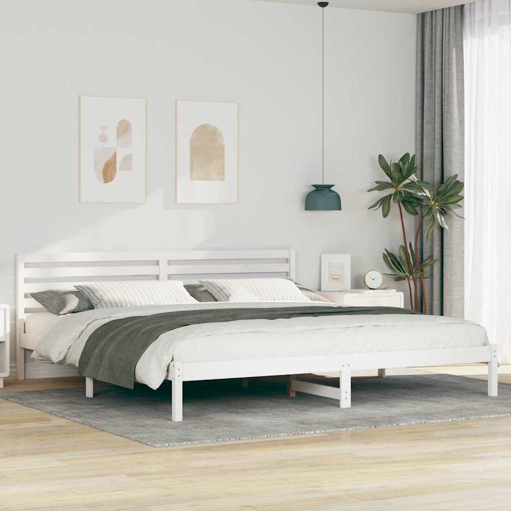 Bed Frame with Headboard White 200 x 220 cm Solid Pine Wood