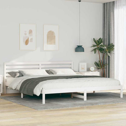 Bed Frame with Headboard White 200 x 220 cm Solid Pine Wood
