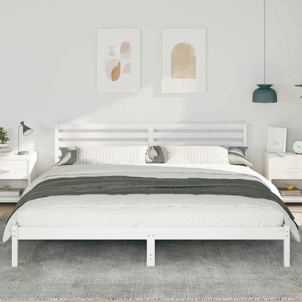 Bed Frame with Headboard White 200 x 220 cm Solid Pine Wood