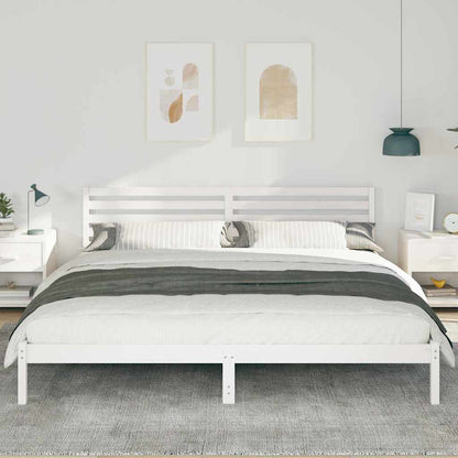 Bed Frame with Headboard White 200 x 220 cm Solid Pine Wood