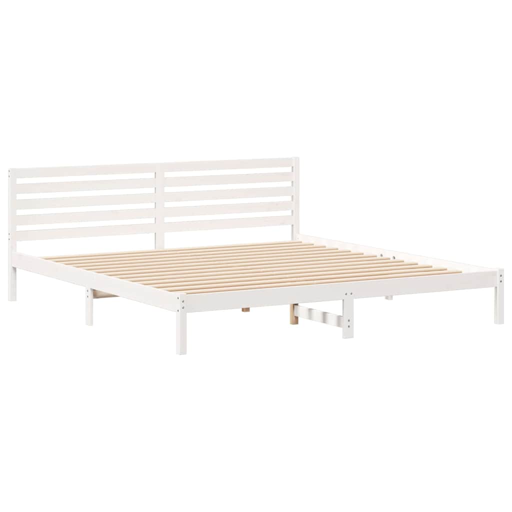 Bed Frame with Headboard White 200 x 220 cm Solid Pine Wood
