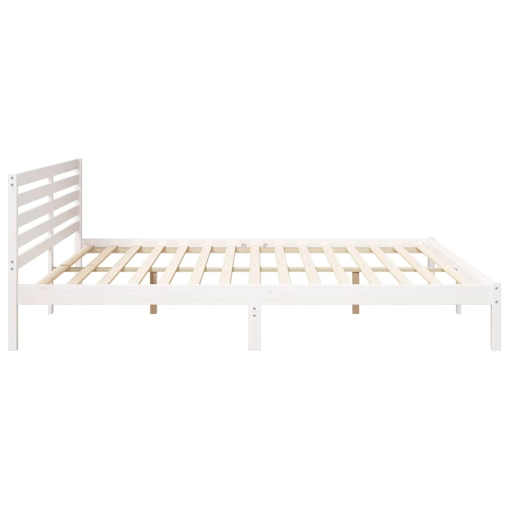 Bed Frame with Headboard White 200 x 220 cm Solid Pine Wood