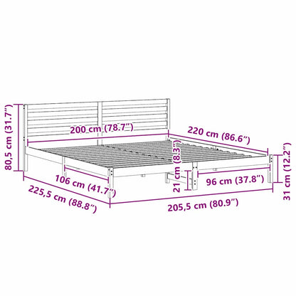 Bed Frame with Headboard White 200 x 220 cm Solid Pine Wood