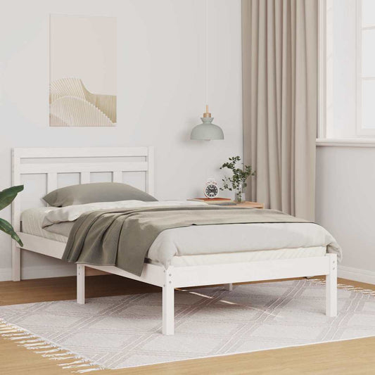 Bed Frame White Solid pine wood