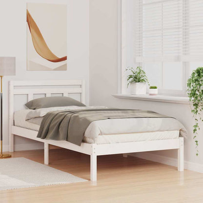 Bed Frame White Solid pine wood