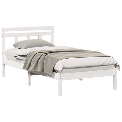 Bed Frame White 90 x 200 cm Solid Pine Wood